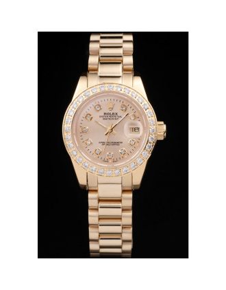 Rolex Datejust 18k Yellow Gold Plated Stainless Steel Diamond Plated 98077