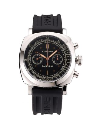 Swiss Panerai Radiomir 1940 Chronograph Black Dial Stainless Steel Case Black Rubber Strap