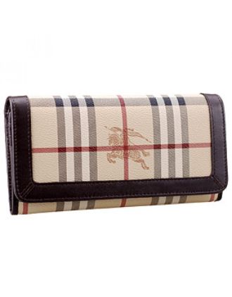 Burberry Haymarket Check Large Wallet Dark Brown