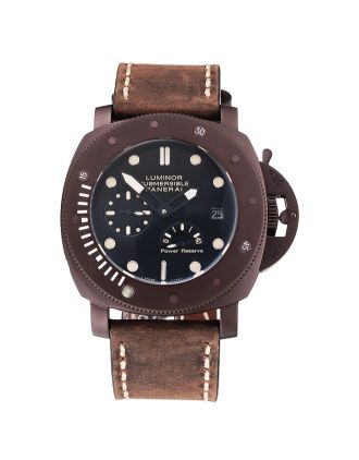 Panerai Luminor Submersible Black Dial Brown Case Brown Leather Strap