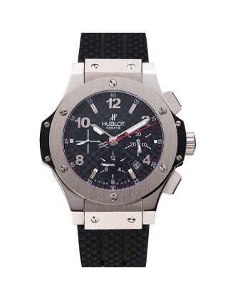 Swiss Hublot Big Bang Carbon Effect Dial Silver Case Black Rubber Bracelet 1453899