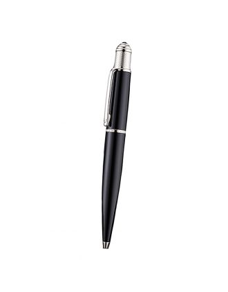 Cartier Silver Rimmed Black Ballpoint Pen 622758