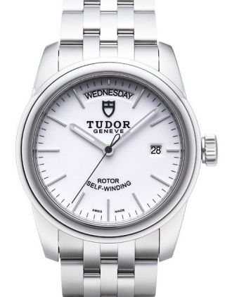 AAA Replica Tudor Glamour Date Day White Dial Steel Strap Mens Watch 56000-4