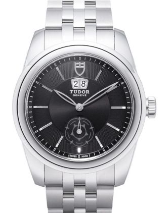 AAA Replica Tudor Glamour Double Date Black Dial Folding Clasp Mens Watch 57000-2