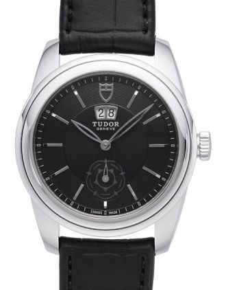 AAA Replica Tudor Glamour Double Date Black Dial Folding Clasp Mens Watch 57000-1