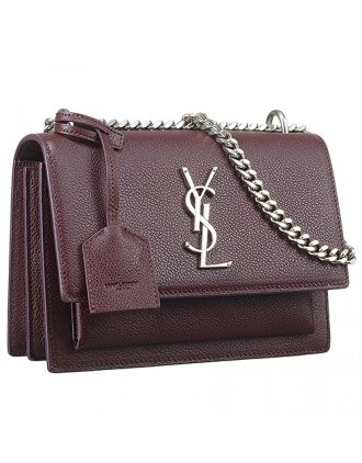 Saint Laurent Sunset Burgundy Leather Bag 18927386
