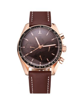 Swiss Omega Speedmaster Professional Brown Dial Gold Case Brown Leather Bracelet 1453939