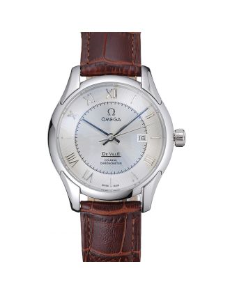 Omega DeVille Silver Dial Stainless Steel Case Brown Leather Strap 622830