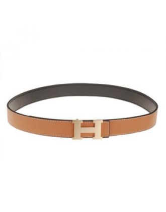 Hermes Orange Belt with Golden H Buckle