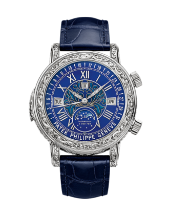 AAA Replica Patek Philippe Sky Moon Tourbillon White Gold Blue Watch 6002G-001