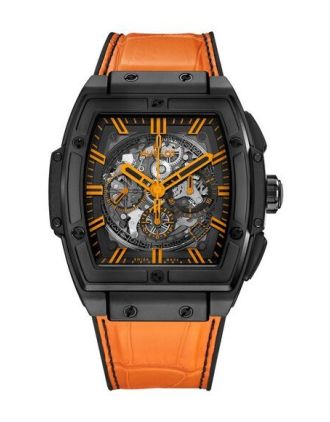 AAA Replica Hublot Spirit Of Big Bang All Black Orange Alligator Leather Watch 601.CO.0190.LR