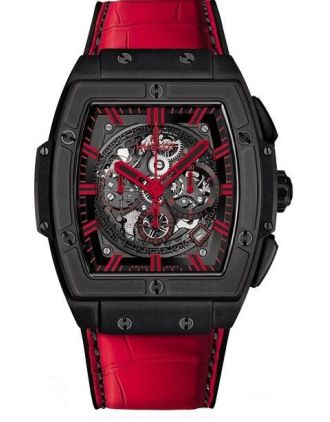 AAA Replica Hublot Spirit Of Big Bang All Black Red Alligator Leather Watch 601.CR.0130.LR