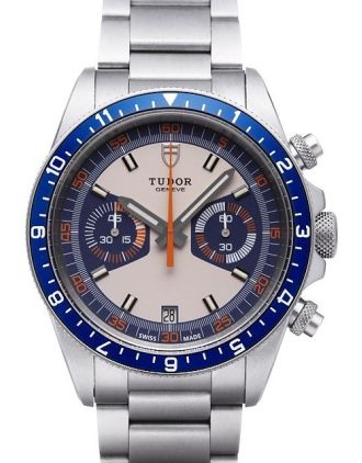 AAA Replica Tudor Heritage Chrono Blue Grey Dial Steel Strap Mens Watch 70330B-95740