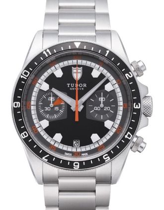 AAA Replica Tudor Heritage Black Dial Steel Strap Chrono Mens Watch 70330N-1