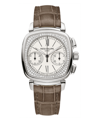 AAA Replica Patek Philippe Chronograph White Gold Silver Watch 7071G-001