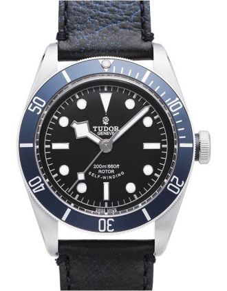 AAA Replica Tudor Heritage Black Bay Black Dial Leather Strap Mens Watch 79220B-1