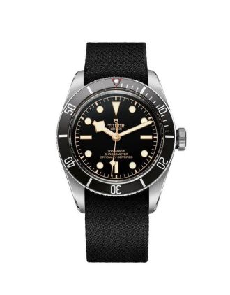 AAA Replica Tudor Heritage Black Bay Matt Black Disc Black Fabric Strap Watch 79230N