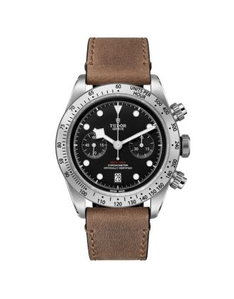 AAA Replica Tudor Heritage Black Bay Chrono Calfskin Strap Watch 79350-001