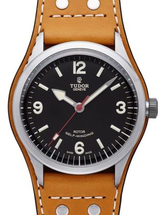 AAA Replica Tudor Heritage Ranger Black Dial Calfskin Strap Mens Watch 79910-1