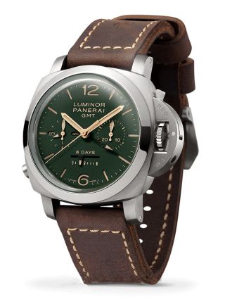 AAA Replica Panerai Luminor 1950 Chrono Monopulsante 8 Days GMT Titanio Mens Watch PAM00737