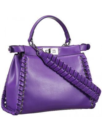 Fendi Peekaboo Whipstitch Purple Leather Bag 18927314