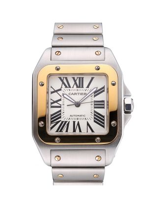 Swiss Cartier Santos De Cartier Galbee Yellow Gold and Steel Case Steel Bracelet 622643