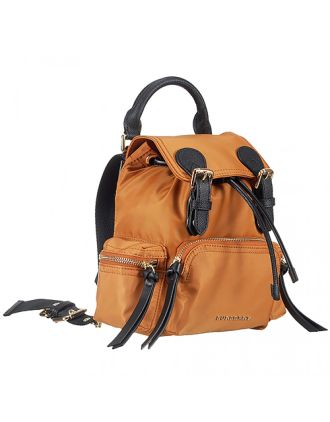 Burberry Medium Backpack Tan Nylon Black Leather Trim 18927048