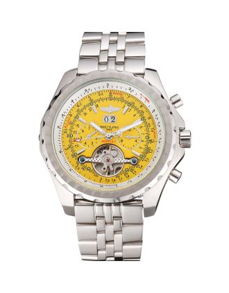 Breitling Bentley Mulliner Tourbillon Yellow Dial Stainless Steel Case And Bracelet 622734