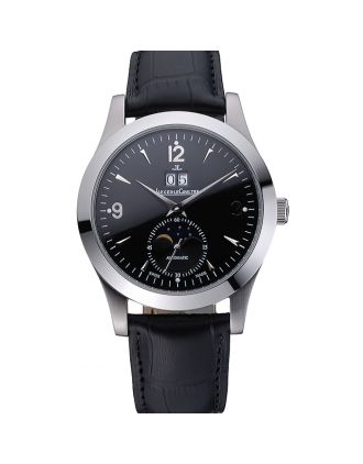 Jaeger LeCoultre Master Black Dial Black Leather Band Stainless Steel Bezel 622079