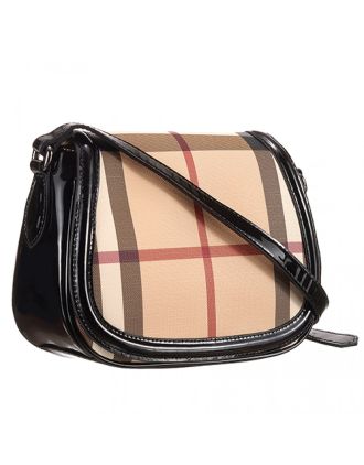 Burberry House Check And Black Leather Flap Bag 18926887