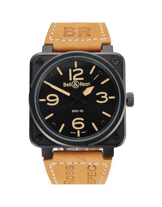 Bell and Ross BR 01-92 Black Dial Black Case Brown Leather Strap