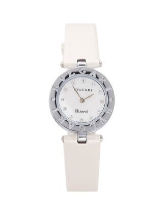 Bvlgari B.ZERO1 25mm White Dial Stainless Steel Case And Bezel Ivory Leather Bracelet