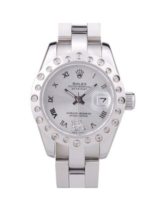 Rolex Datejust Polished Silver Diamonds Bezel Silver Dial 7474