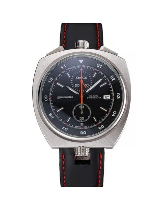 Omega Seamaster Bullhead Black Dial Stainless Steel Case Black Leather Strap 622826