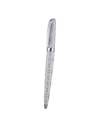 Christian Dior Silver Rimmed Silver Pattern White Ballpoint Pen 622734