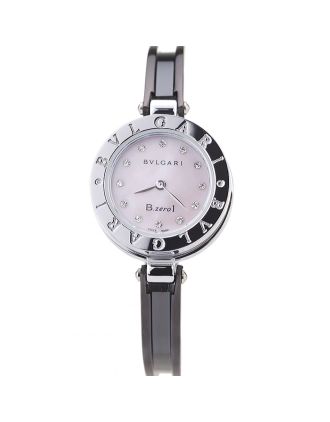 Bvlgari B.ZERO1 24mm Pink Dial Stainless Steel Case Black Steel Bracelet