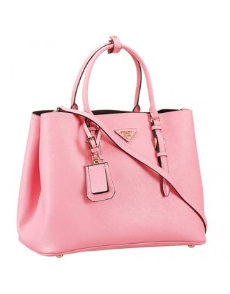 Prada Saffiano Double Tote Pink