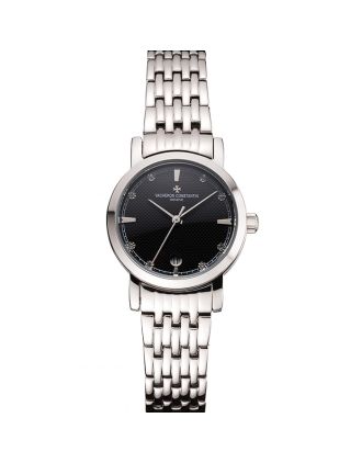 Vacheron Constantin Fine Black Dial Silver Marks Stainless Steel Case And Bracelet