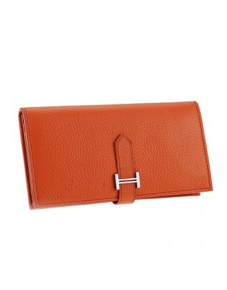 Hermes Bearn Wallet with Gusset Orange