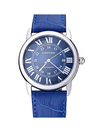 Swiss Cartier Ronde Solo Stainless Steel Case Blue Dial Roman Numerals 622193