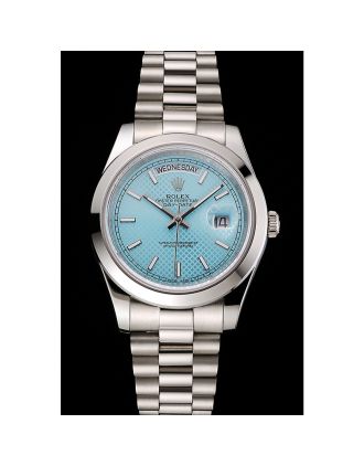 Swiss Rolex Day Date 40 Platinum Ice Blue Dial Stainless Steel Case And Bracelet