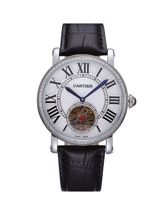Cartier Rotonde Flying Tourbillon Diamonds White Dial 621954
