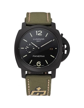 Panerai Luminor 1950 3-Days GMT Black Case Black Dial Green Bracelet 1454015