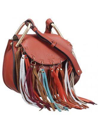 Chloe Hudson Fringe-Trim Red Leather Bag 18927062