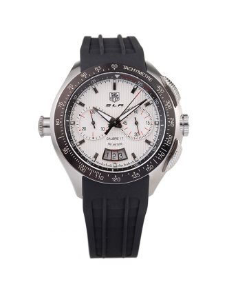 Tag Heuer Swiss SLR Tachymeter Bezel Black Rubber Strap White Dial