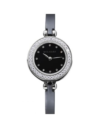 Bvlgari B.ZERO1 Black Dial Silver Diamond Case Black Bracelet 1454208