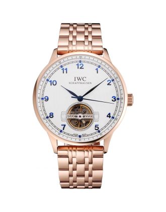 IWC Portugieser Tourbillon White Dial Blue Numerals Rose Gold Case And Bracelet