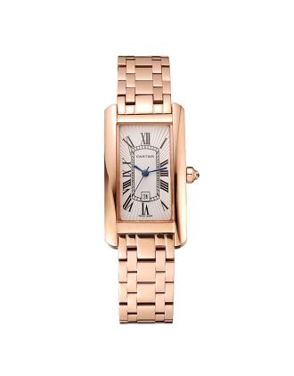 Cartier Tank Americaine White Dial Rose Gold Case And Bracelet 1453780