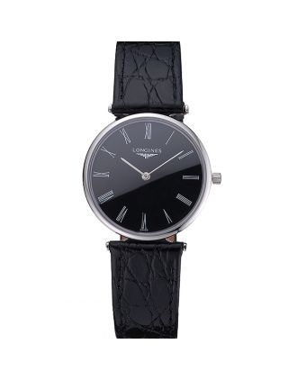 Longines La Grande Classique Black Dial Black Leather Band Homme 622131