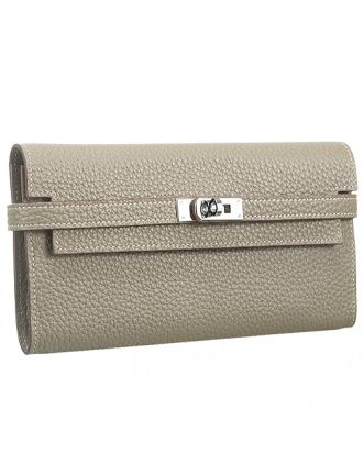 Hermes Kelly Long Wallet Grey 608073